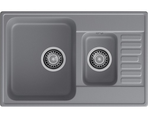 GranFest QUARZ (ECO-21К) Мойка 1,5-чаш+кр 740*480 (темно-серый)