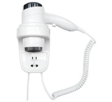 Фен HOTELline настенный белый с розеткой 1800-2200 W, 02012.W, шт