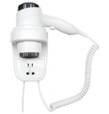 Фен HOTELline настенный белый с розеткой 1800-2200 W, 02012.W, шт