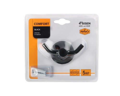 Крючок двойной черный FIXSEN Comfort Black (FX-86005A)