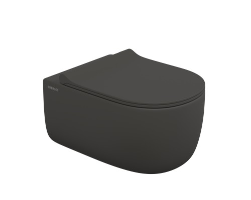 Унитаз подвесной EGO XL, микролифт, быстросъемное, антрацит матовый, BERGES