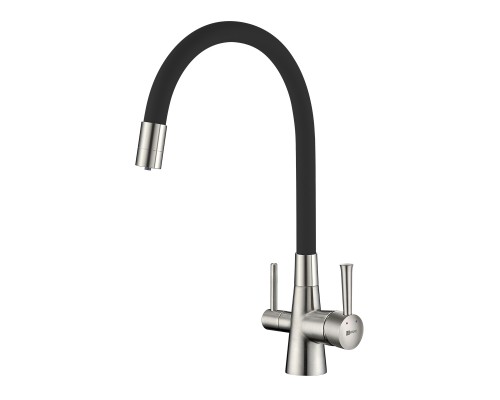 Comfort Смеситель для кухни, гиб.излив 228мм фильтр.воды, р/ОД, черный, LM, LM3075BN-Black