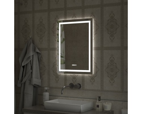 Зеркало Verte LED с часами 500x700
