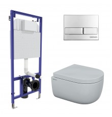 Комплект для монтажа  подвесного унитаза: инсталляция NOVUM525, кнопка L3 хром глянец, унитаз EGO Ri