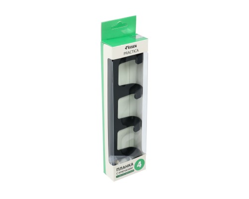 Планка 4 крючка Fixsen, FX-805B-4, черный