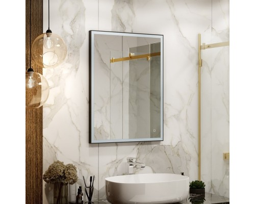 Зеркало "Solid Black LED" 600х800, реверсивное крепление