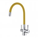 Смеситель Lemark Comfort LM3075C-Yellow для кухонной мойки, с подключением к фильтру питьевой воды, хром/желтый