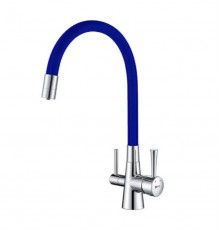Смеситель Lemark Comfort LM3075C-Blue для кухонной мойки, с подключением к фильтру питьевой воды, хром/синий