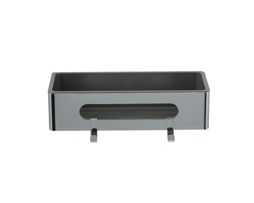 Полка для душа прямая Lemark SHELF LINE из нерж. стали с крючками, хром/вставка-пластик графит (9771043)