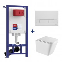 Комплект 3в1: Инсталляция Lemark PENEDA для унитазов с кнопкой смыва BIT хром глянец + унитаз подвес Торнадо (100801419)