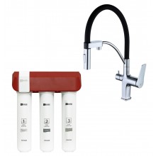 Комплект Lemark Смеситель LM3074C для кухни с гибким изливом + Фильтр для очистки жесткой воды OPTIMA, защита от накипи (LM3074C086)