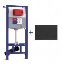 Комплект 2в1: Инсталляция Lemark PENEDA EXPERT для унитазов с кнопкой смыва BIT чёрный матовый Soft touch (9812216)