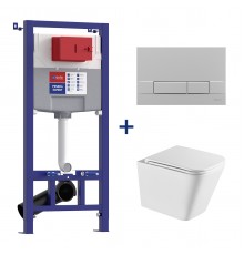 Комплект 3в1: Инсталляция Lemark PENEDA EXPERT с кнопкой смыва BIT хром матовый + унитаз подвесной Торнадо (100123425)