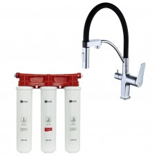 Комплект Lemark Смеситель LM3074C для кухни с гибким изливом + Фильтр BASIC для очистки воды от хлора и вредных примесей (LM3074C085)