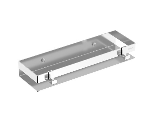 Полка для душа прямая Lemark SHELF LINE 400 мм из нерж. стали с крючками, хром (9771052)