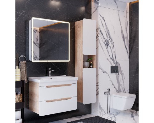 Зеркальный шкаф 70x80 см белый глянец Lemark Element LM70ZS-E