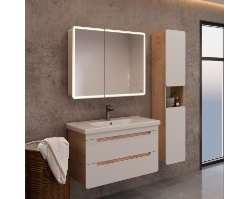 Зеркальный шкаф 100x80 см белый глянец Lemark Element LM100ZS-E