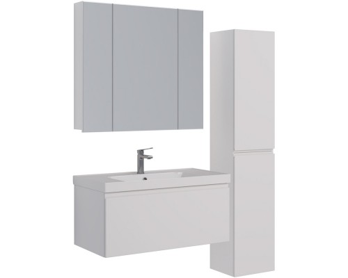Зеркальный шкаф 100x79 см белый глянец Lemark Universal LM100ZS-U