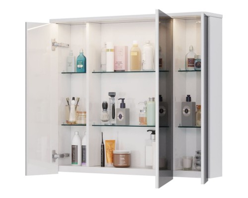 Зеркальный шкаф 90x80 см белый глянец Lemark Zenon LM90ZS-Z