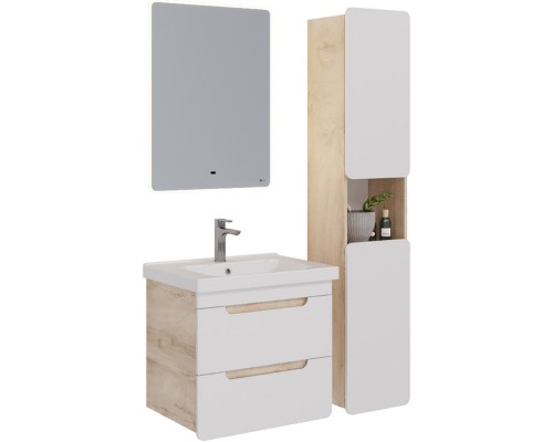 Пенал подвесной белый глянец/дуб кантри L/R Lemark Olivia LM08OL35P