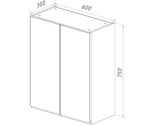 Шкаф двустворчатый 60x75 см белый глянец Lemark Veon LM01V60SH