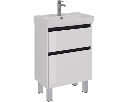 Тумба белый глянец/черный 57,4 см Lemark Combi LM03C60T-black