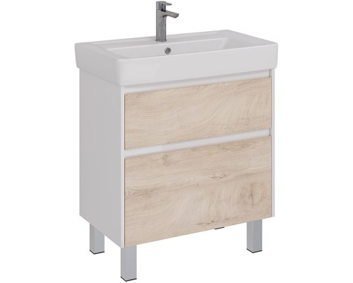 Тумба дуб кантри/белый глянец 74,4 см Lemark Combi LM03C80T-dub