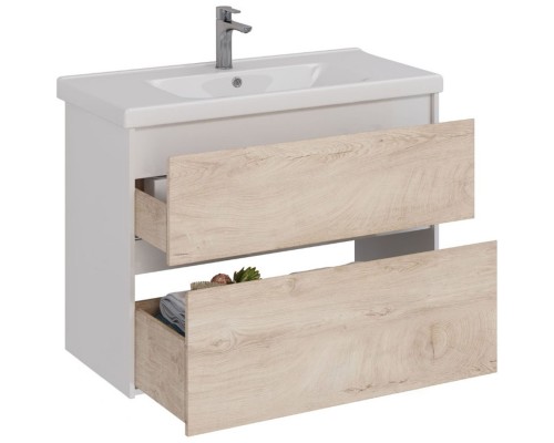 Тумба дуб кантри/белый глянец 95,8 см Lemark Combi LM03C100T-dub