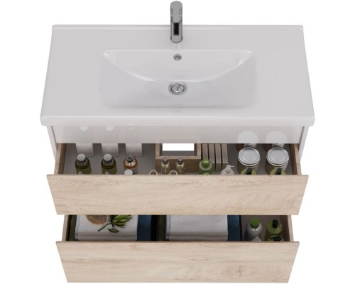 Тумба дуб кантри/белый глянец 95,8 см Lemark Combi LM03C100T-dub