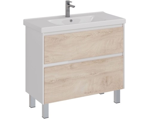 Тумба дуб кантри/белый глянец 95,8 см Lemark Combi LM03C100T-dub