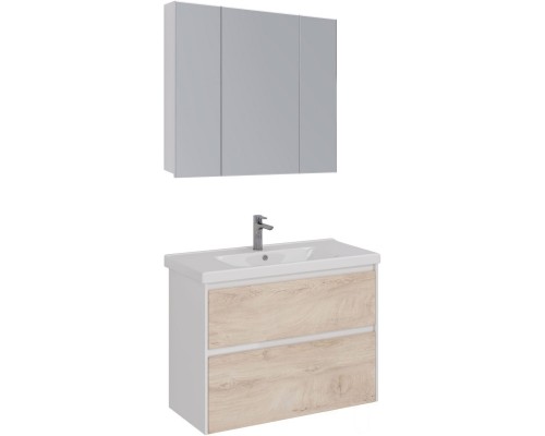 Тумба дуб кантри/белый глянец 95,8 см Lemark Combi LM03C100T-dub