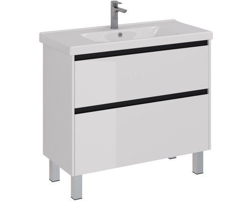 Тумба белый глянец/черный 95,8 см Lemark Combi LM03C100T-black