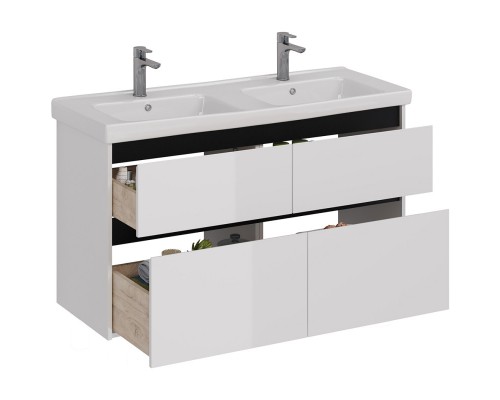 Тумба белый глянец/черный 120 см Lemark Combi LM03C125T-black