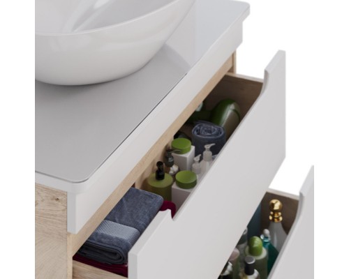 Тумба дуб кантри/белый глянец 61 см Lemark Olivia LM08OL65T