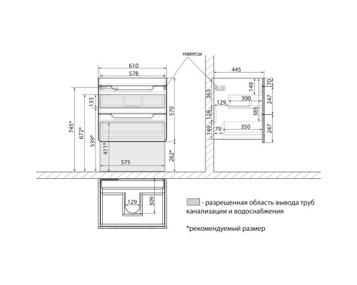 Тумба дуб кантри/белый глянец 61 см Lemark Olivia LM08OL65T