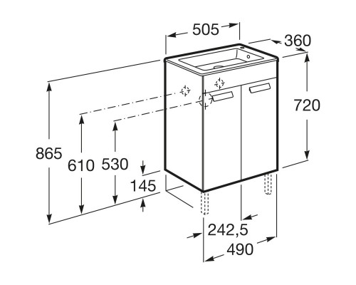 Тумба белый глянец 49 см Roca Debba ZRU9302710