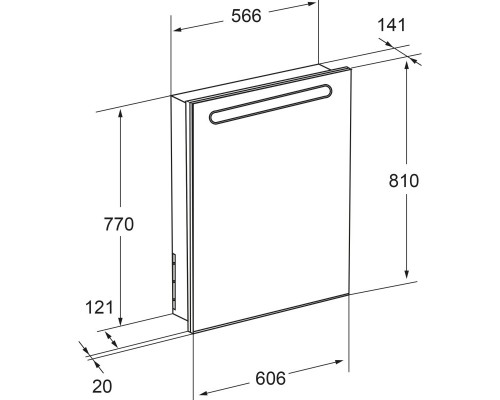 Зеркальный шкаф черный глянец 60,6x81 см L Roca Victoria Nord Black Edition ZRU9000098