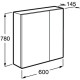 Зеркальный шкаф 60x78 см белый глянец/антрацит Roca Ronda ZRU9302968