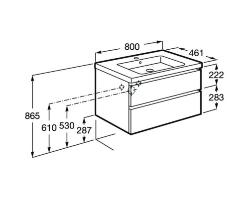 Тумба с раковиной белый глянец 80 см Roca Domi 857536806 + 3279A4000