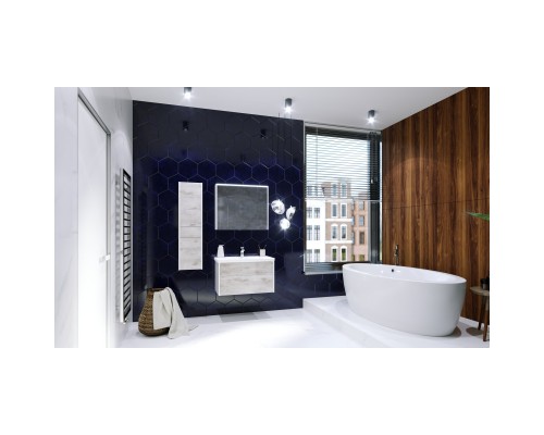 Тумба с раковиной бетон/белый матовый 80 см Roca Ronda ZRU9303004 + 327470000