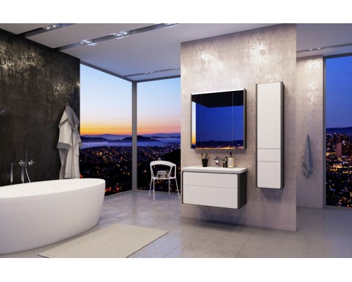 Тумба с раковиной белый глянец/антрацит 80 см Roca Ronda ZRU9302965 + 327470000