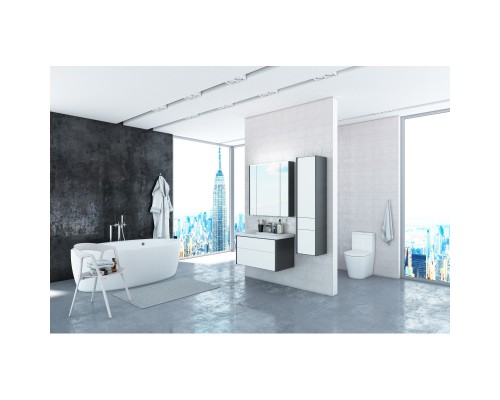 Тумба с раковиной белый глянец/антрацит 80 см Roca Ronda ZRU9302965 + 327470000