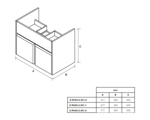 Тумба с раковиной белый глянец 60 см Roca Up ZRU9303010 + 327472000