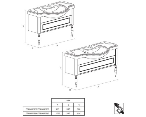 Тумба с раковиной дуб молочный 85 см Roca America Evolution L ZRU9302960 + 327206000