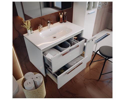 Комплект мебели белый глянец 80 см Roca Lago 857296806 + 32799C000 + ZRU9000033