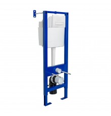 Инсталляция  для скрытого монтажа унитаза АТОМ Line 410 кнопка белая, BERGES