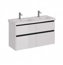 Тумба Lemark COMBI 125 см под 2 раковины, подвесная/напольная,4 ящика, цвет планки: Чёрный, цвет кор