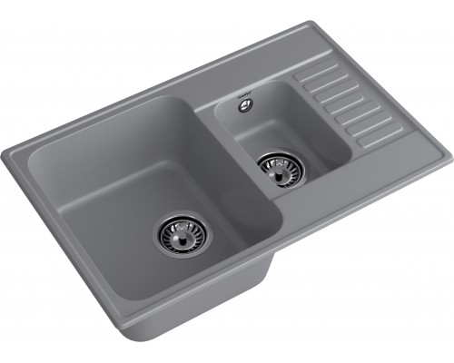 GranFest QUARZ (ECO-21К) Мойка 1,5-чаш+кр 740*480 (темно-серый)