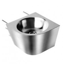 Раковина из нержавеющей стали настенная  полукруглая c антивандальным креплением левая, шт