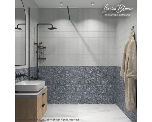 Душевая перегородка IBERICA BLANCA Mod.602 Walk In прозрачное стекло/черный 90х200см (IB602.SB.200.90)